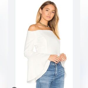 Bardot Solange Womens Bell Sleeves Off-The-Shoulder Blouse White